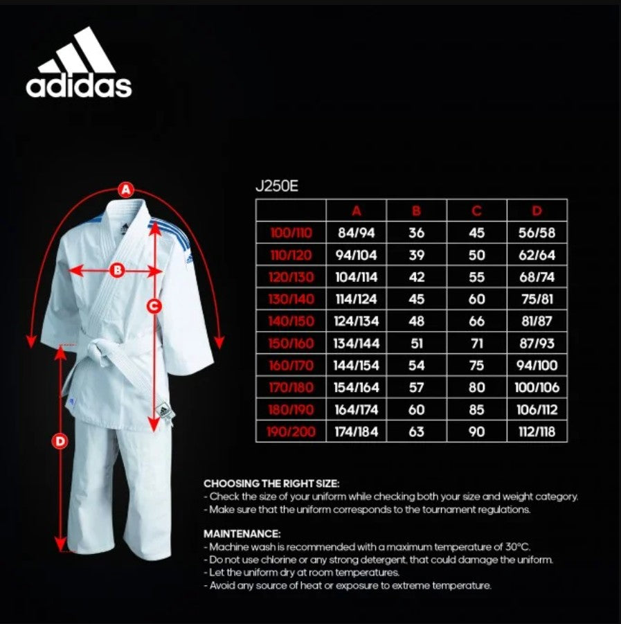 Adidas Judopak J250 tabel